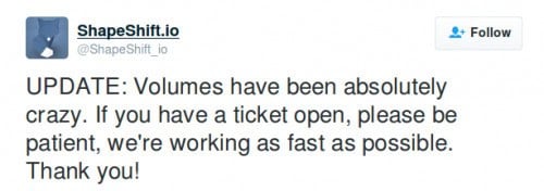 ShapeShift Tweet Feb 2016