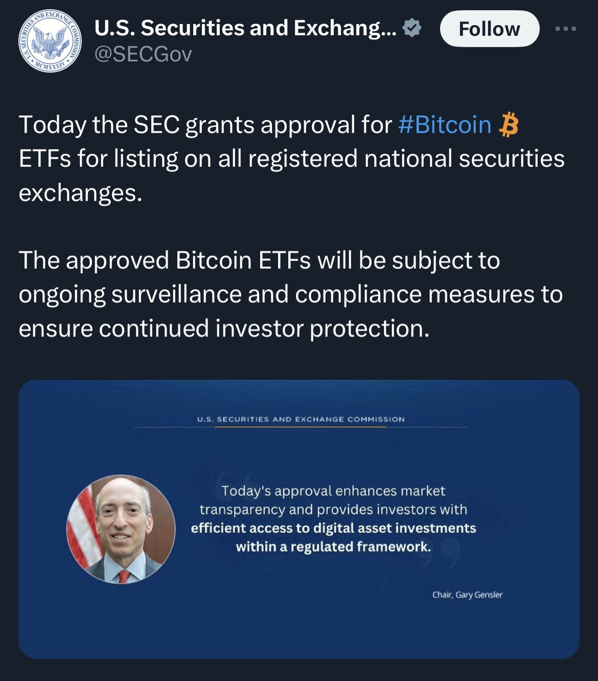 Гэри сказал «да» — SEC наконец-то одобрила спотовые ETF на биткойны
