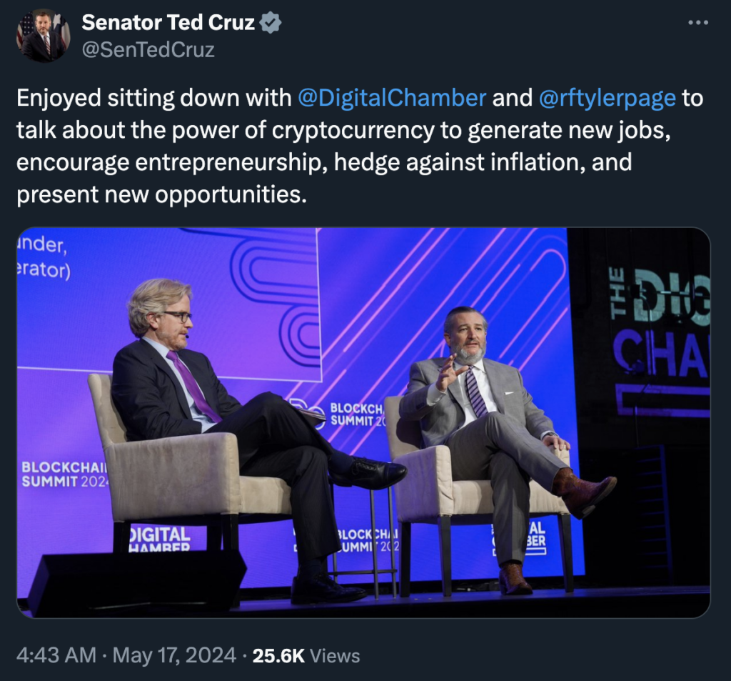 Ted Cruz talks blockchain