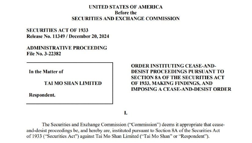 SEC alleges Tai Mo Shan manipulated UST during the critical breakdown period