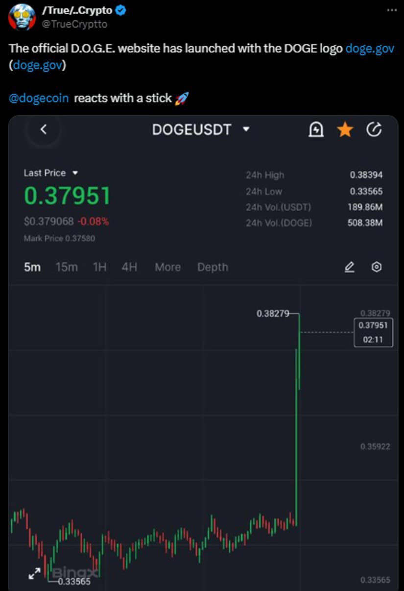 Dogecoin price rebounded significantly