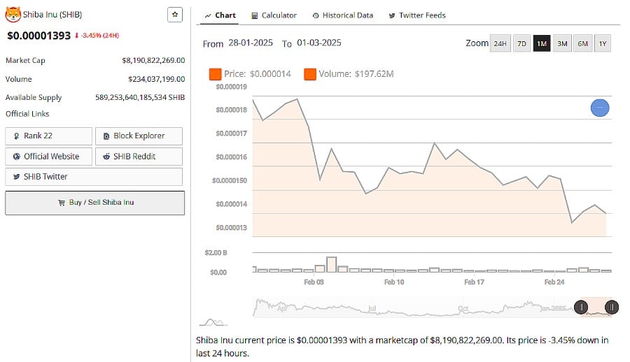 SHIB Price February 28