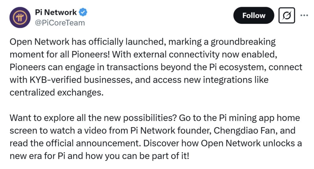 Pi Network's transition to its fully open mainnet remains a key factor in its long-term growth. 