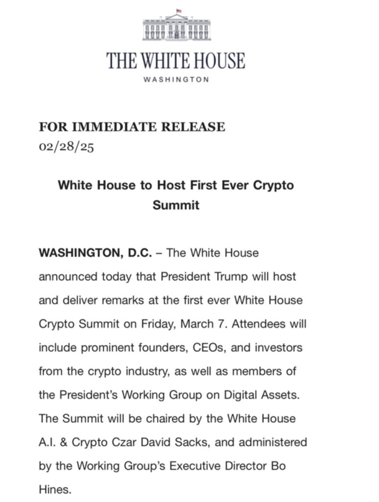 crypto white house summit good news for crypto investors