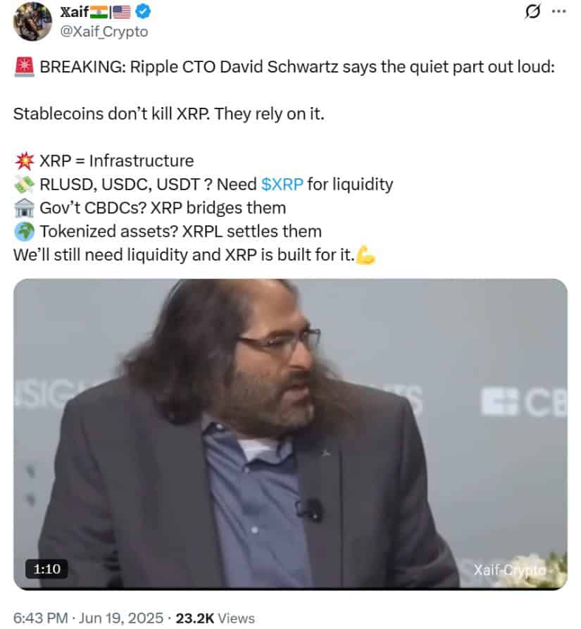 Ripple CTO: XRP Is the Liquidity Bridge for the Stablecoin Era