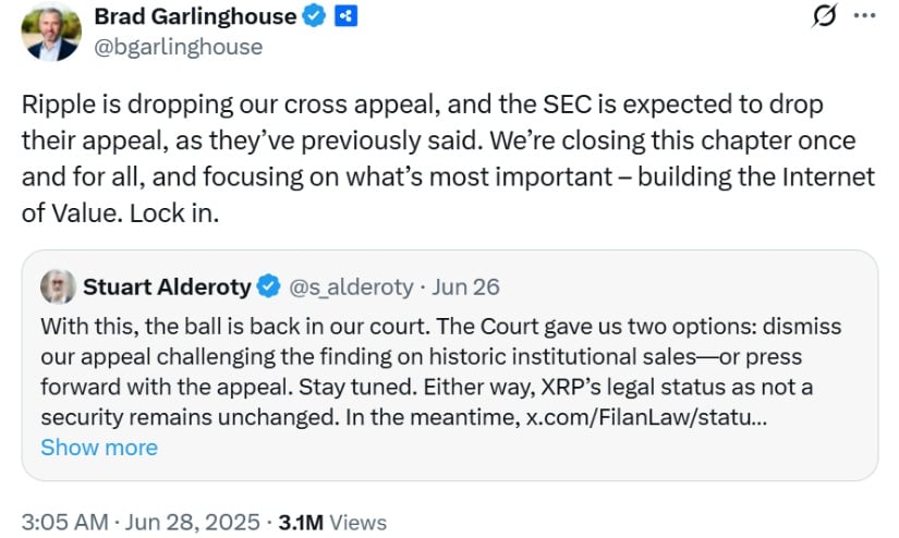 Ripple Withdraws Appeal, Clearing Legal Clouds