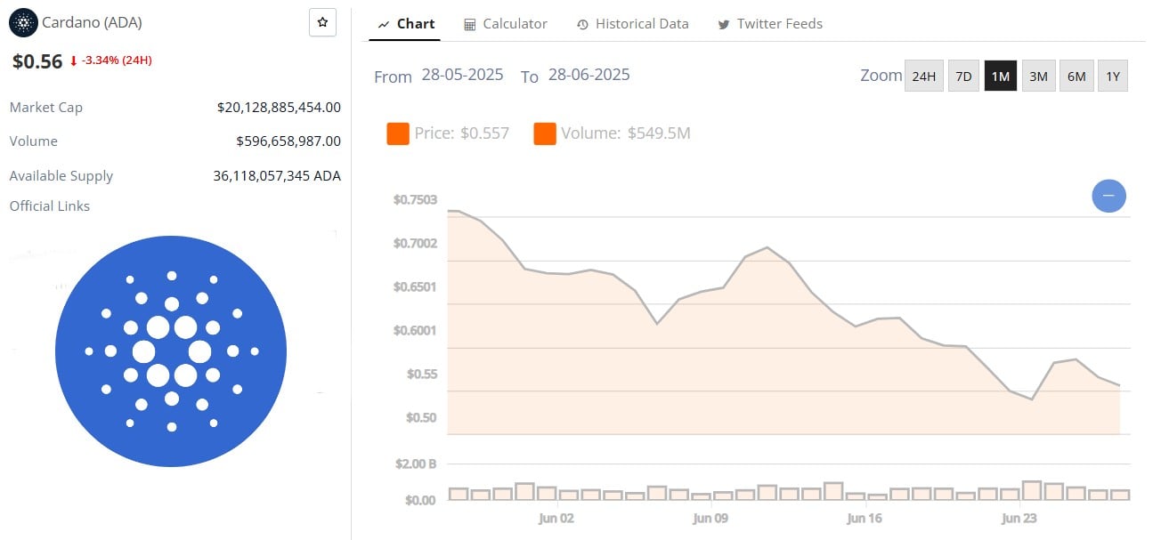 Cardano Price 27 June