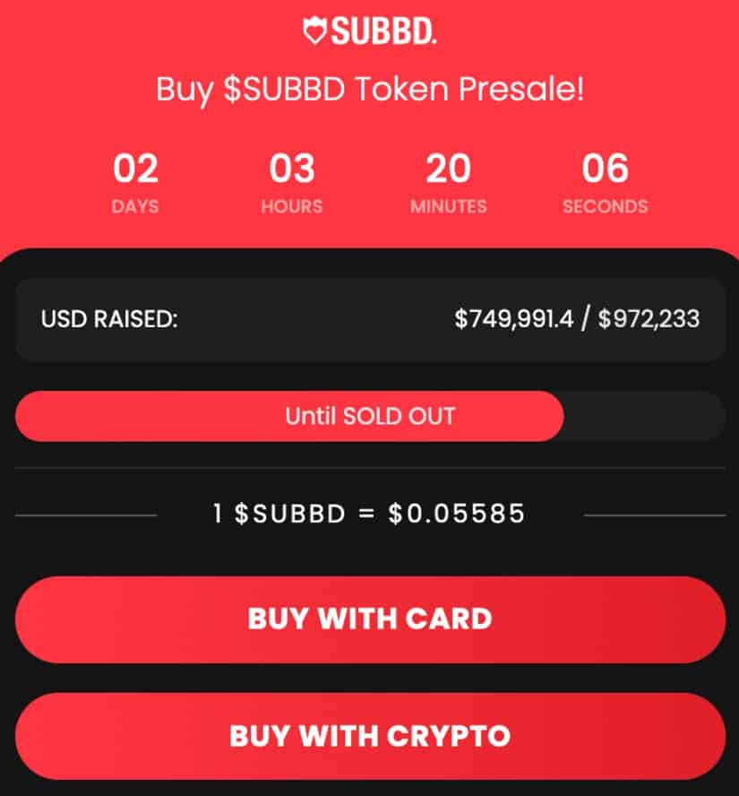 Buy SUBBD Token in the presale phase
