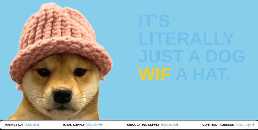 Dogwifhat landing page.