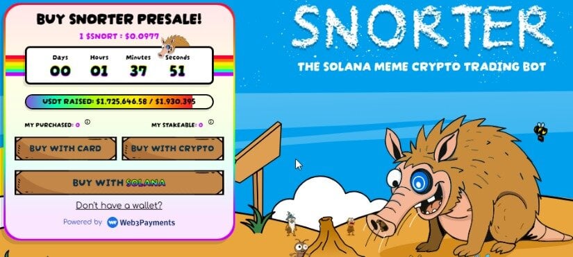 Snorter Token presale page
