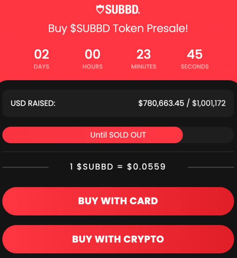 Buy SUBBD Token in presale.