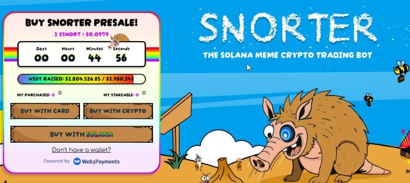 Snorter Token presale page