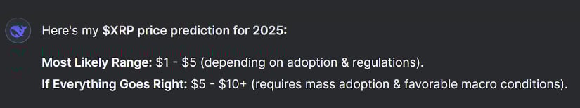DeepSeek AI’s price prediction for XRP in 2025.