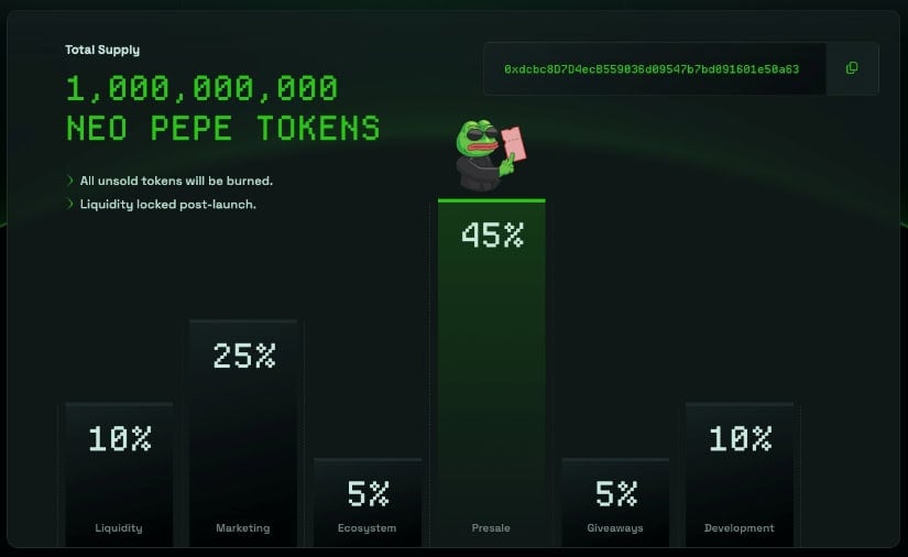 Neo Pepe tokenomics.
