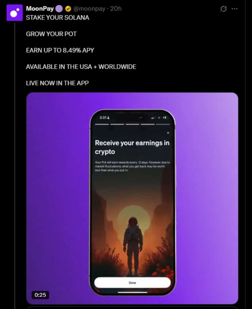 MoonPay Solana staking