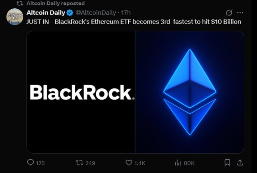 Blackrock ETF becomes third-fastest to $10B