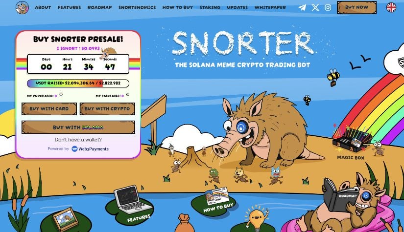 Snorter Token presale website.