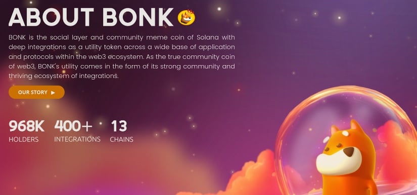 BONK landing page.
