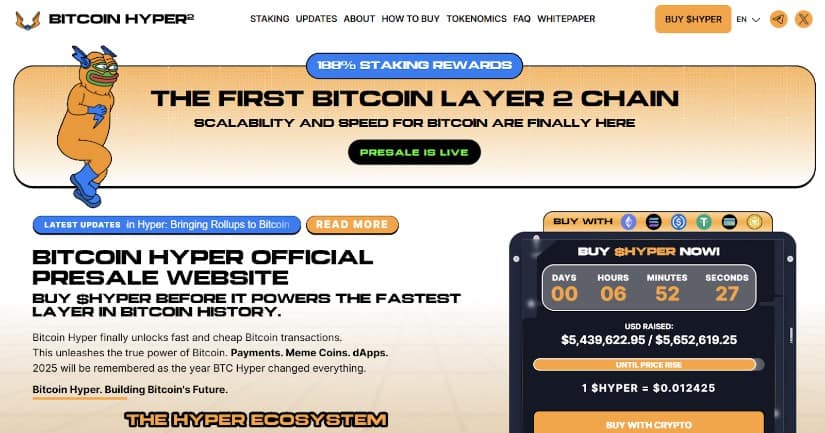 Bitcoin Hyper presale website.