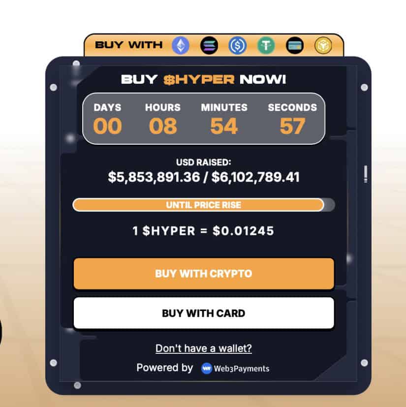$HYPER token presale is about to cross $6M