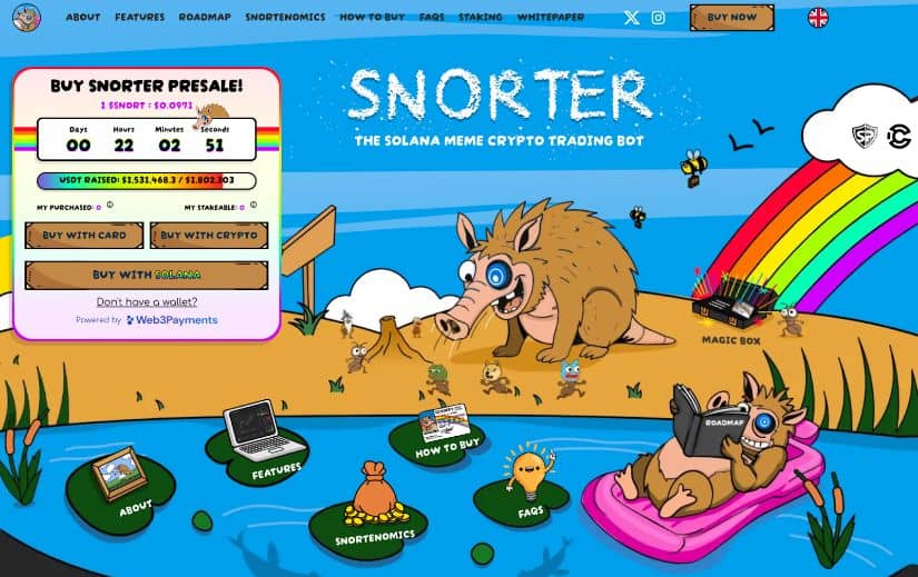 Snorter Token homepage.