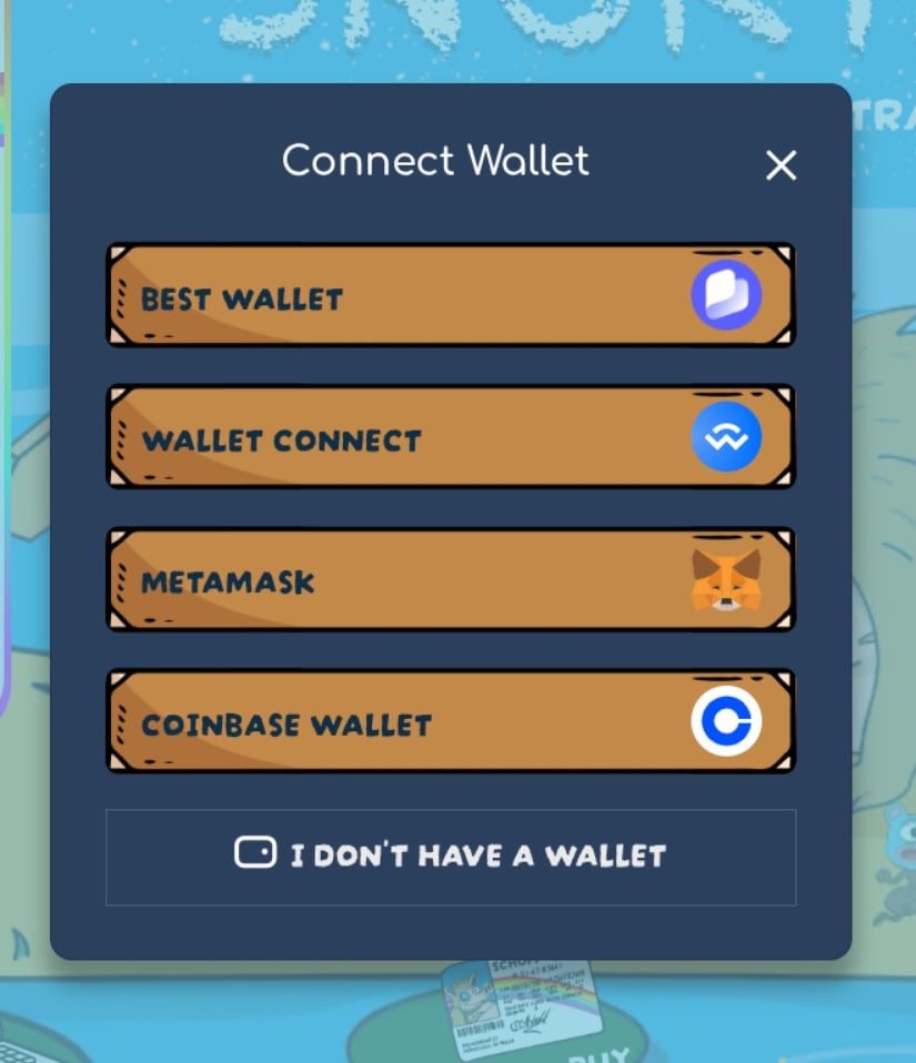 Wallet connection options. 