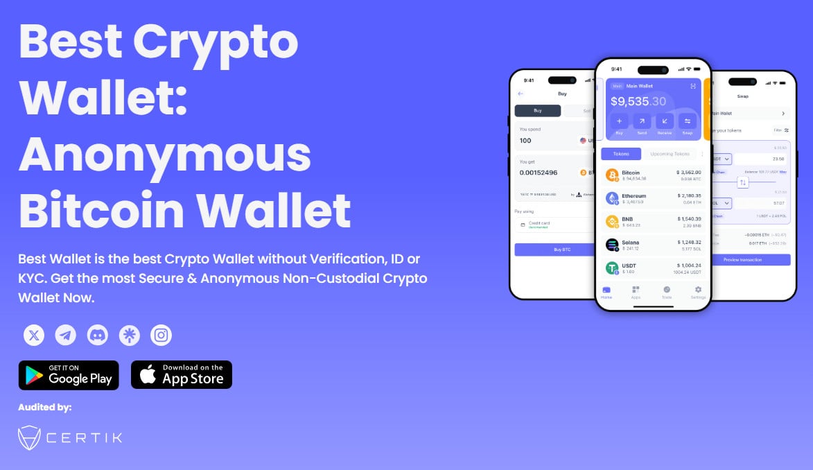 Best Wallet is an anonymous crypto wallet.