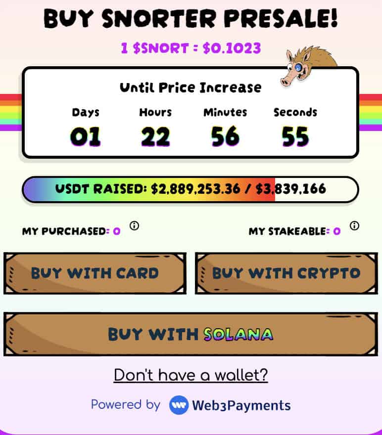 snorter token presale price.