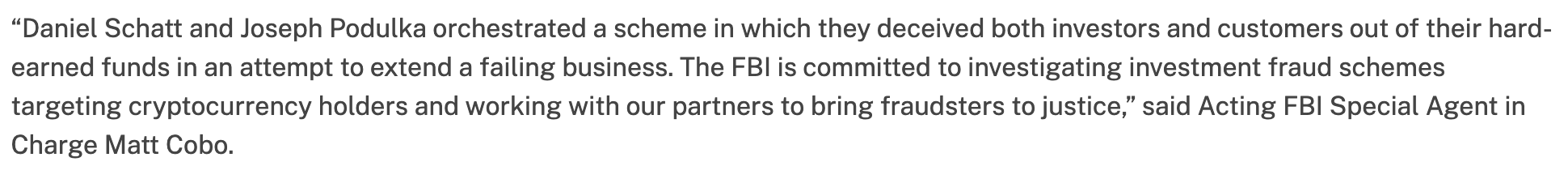 Acting FBI Special Agent in Charge Matt Cobo quote.