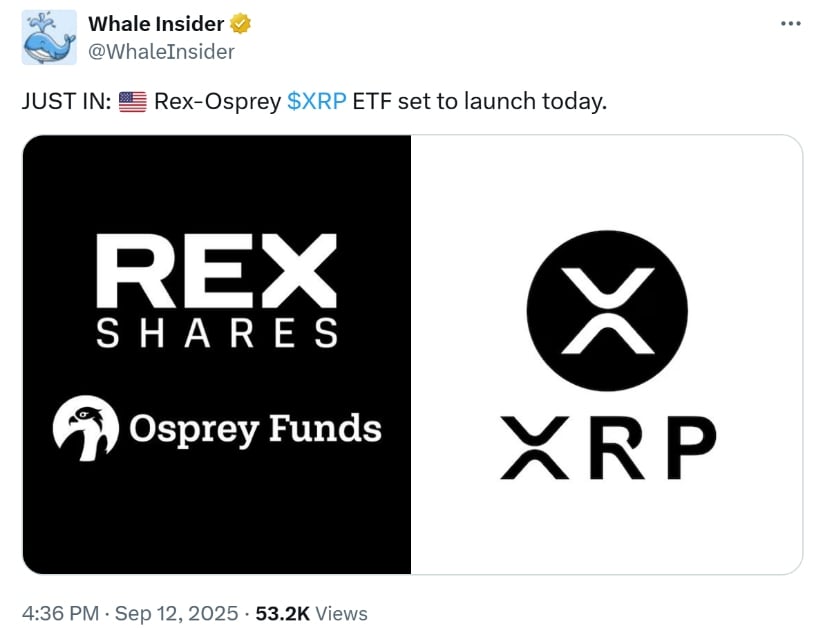 Rex-Osprey Launches the First U.S. Spot XRP ETF