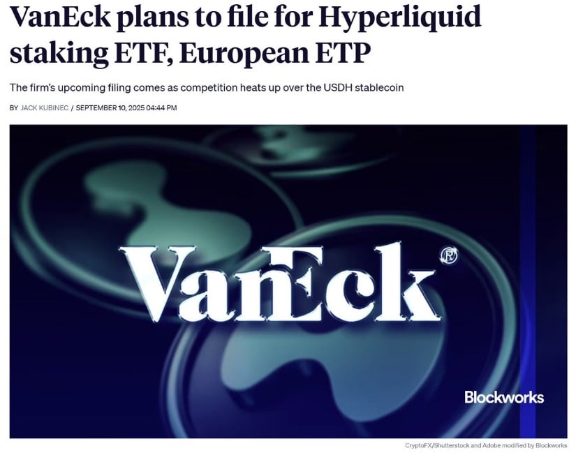 VanEck Eyes Hyperliquid Staking ETF
