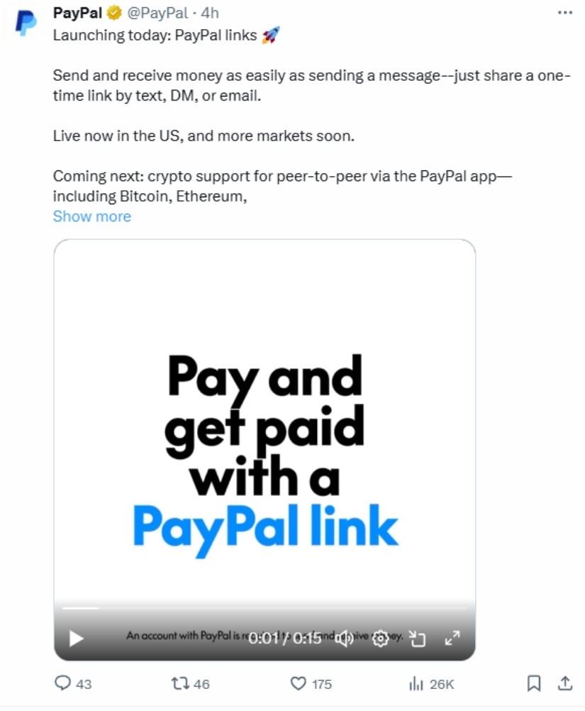 🟨CRYPTO ANALISI: "PayPal Integra le Criptovalute nei Pagamenti Peer-to-Peer"