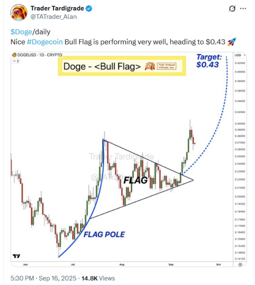 Bull flag formation on DOGE chart