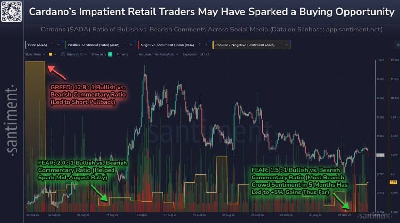 Cardano Sentiment Divergence Offers Opportunity
