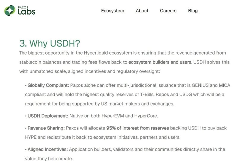 Paxos Backing $USDH and HYPE Buybacks