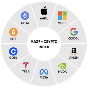 The assets included in the MAG7 + Crypto Index.