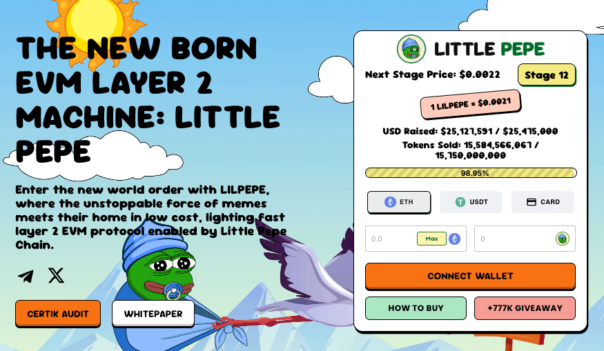 Clip of Little Pepe's presale website.