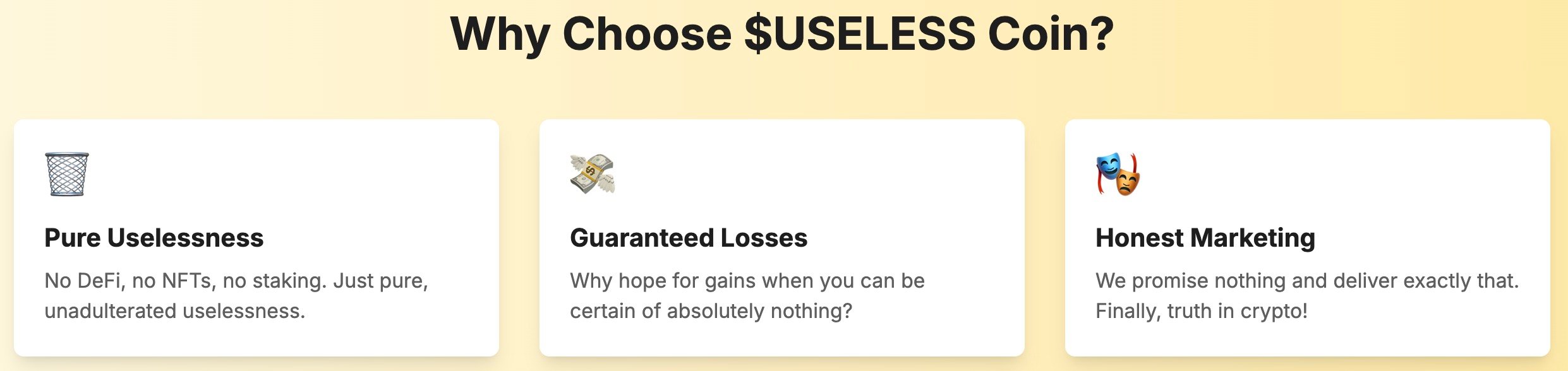 Useless Coin’s why choose $USELESS reasoning.