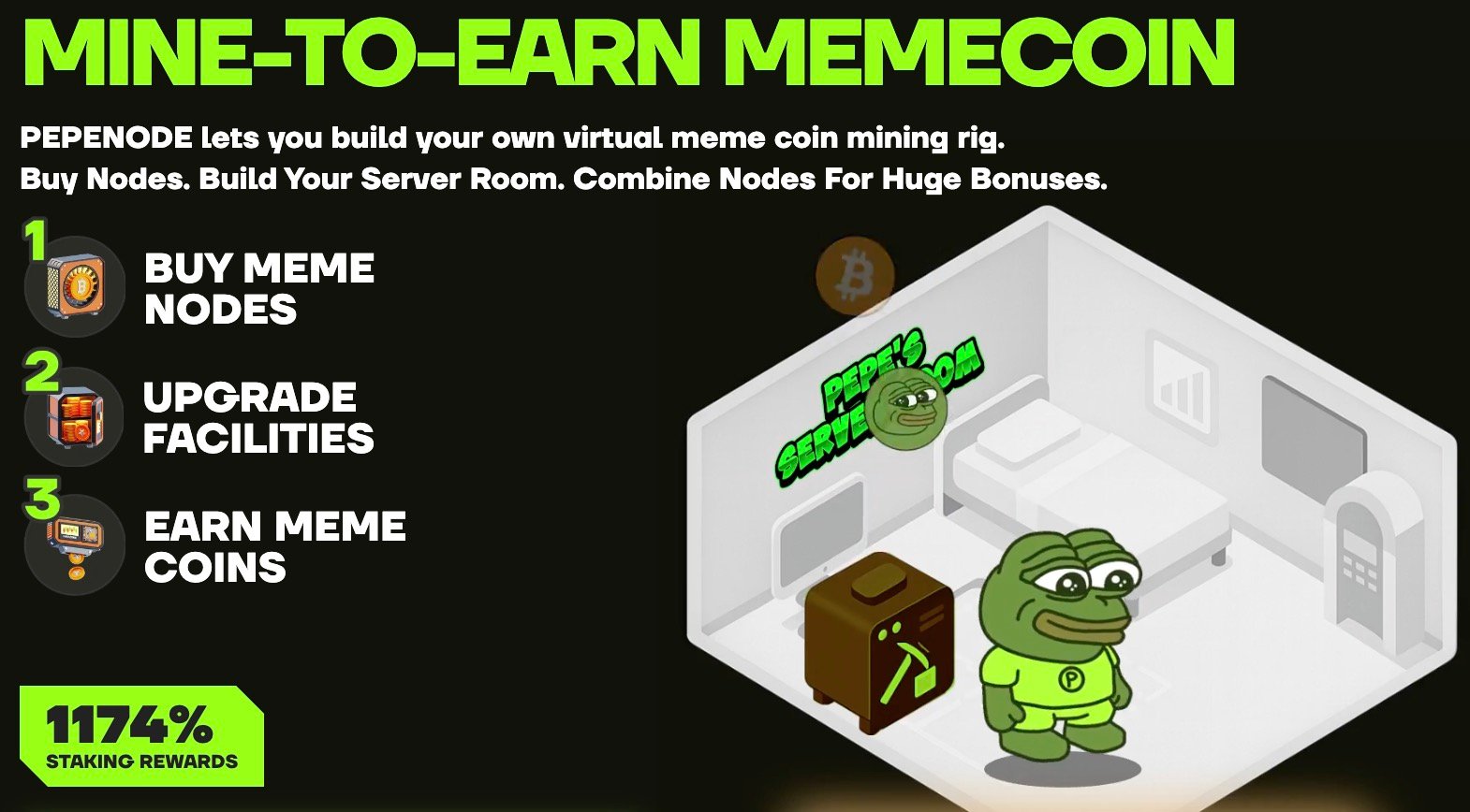 PepeNode ($PEPENODE) mine-to-earn meme coin.