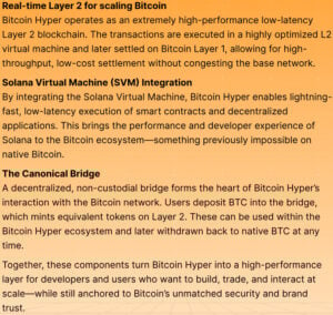 Extract from Bitcoin Hyper’s whitepaper explaining the L2, SVM integration, and Canonical Bridge.