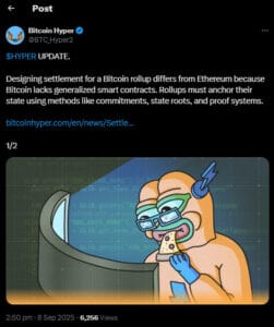The Bitcoin Hyper team regularly posts development updates on X.
