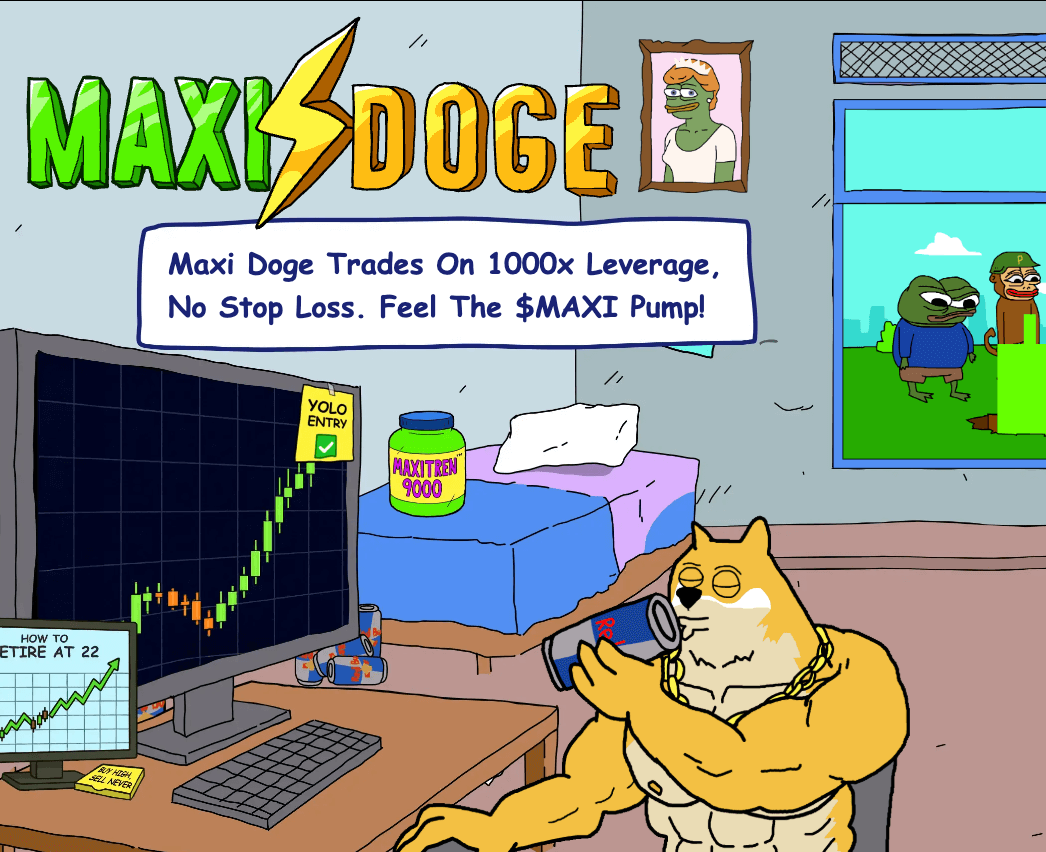 The official Maxi Doge meme and presale homepage.