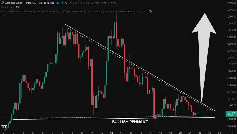 BNB Eyes Breakout as Analysts Predict Bullish Continuation Toward $1,300