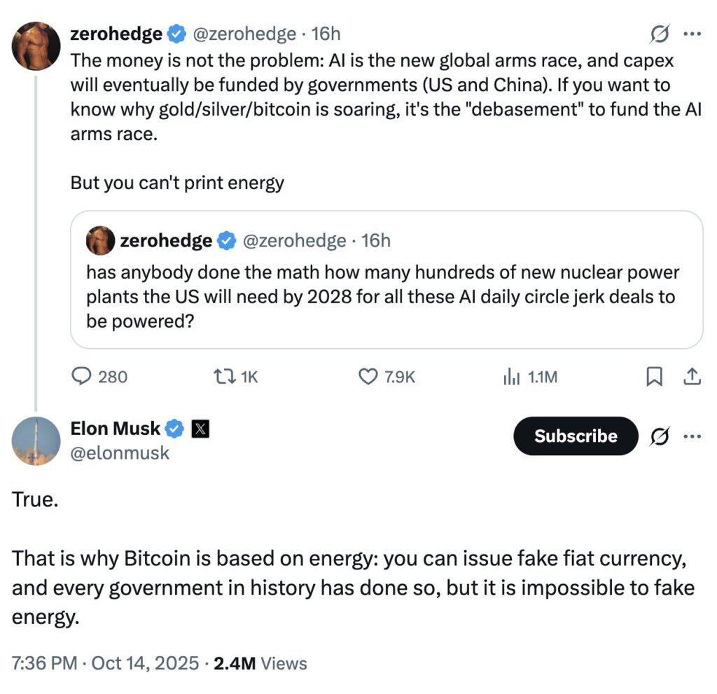 🟨CRYPTO ANALISI: "Musk Riconsidera Bitcoin: Valore nell'Energia"