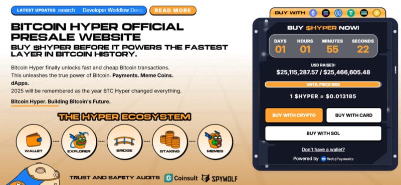 Bitcoin Hyper ($HYPER) presale UI.