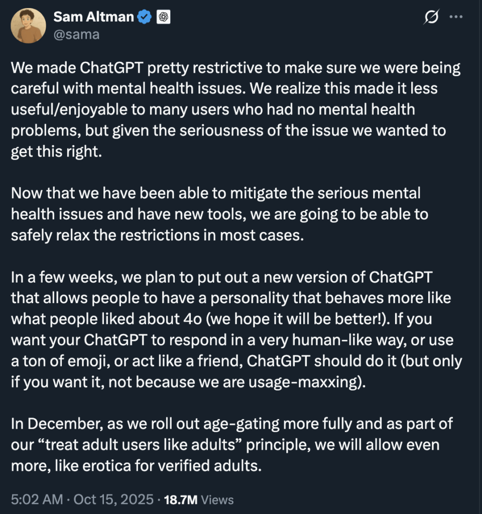 What began as harmless chat apps have evolved into emotional prosthetics. Teenagers, growing up in a fractured social landscape, are increasingly turning to AI companions for connection, support, and even affection. Surveys show that nearly three-quarters of teens have interacted with an AI chatbot, and a third admit to using them as confidants or for emotional comfort.