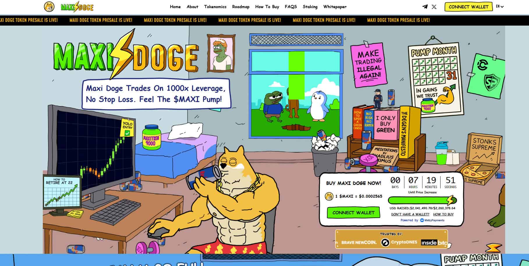 Maxi Doge presale website