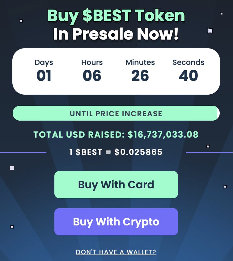 Best Wallet Token widget showing current price.