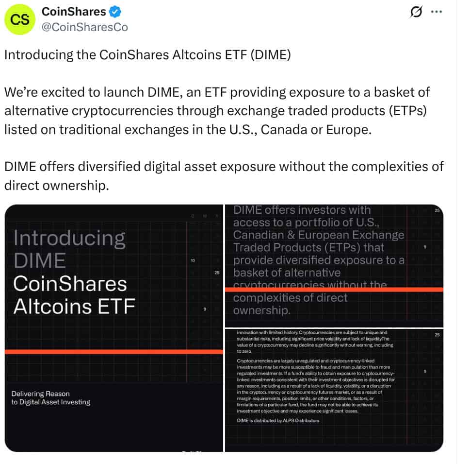 CoinShares announcement of ETF