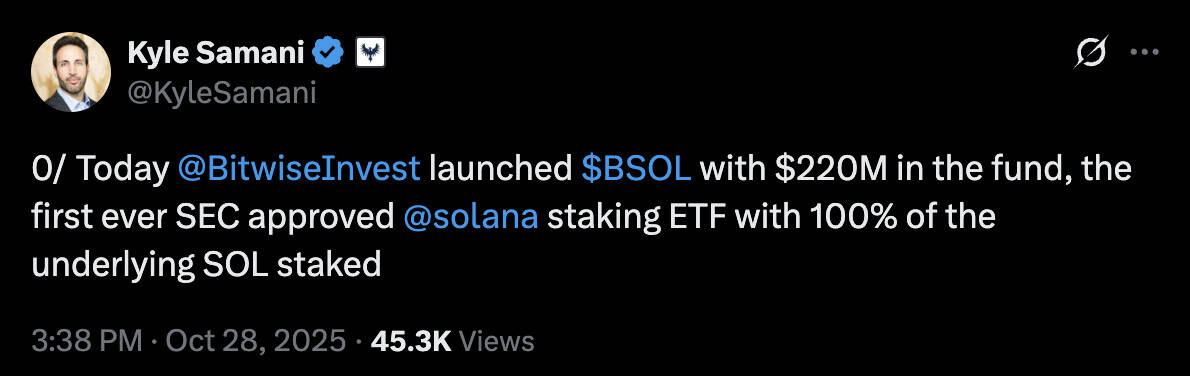 Kyle Samani post on X.